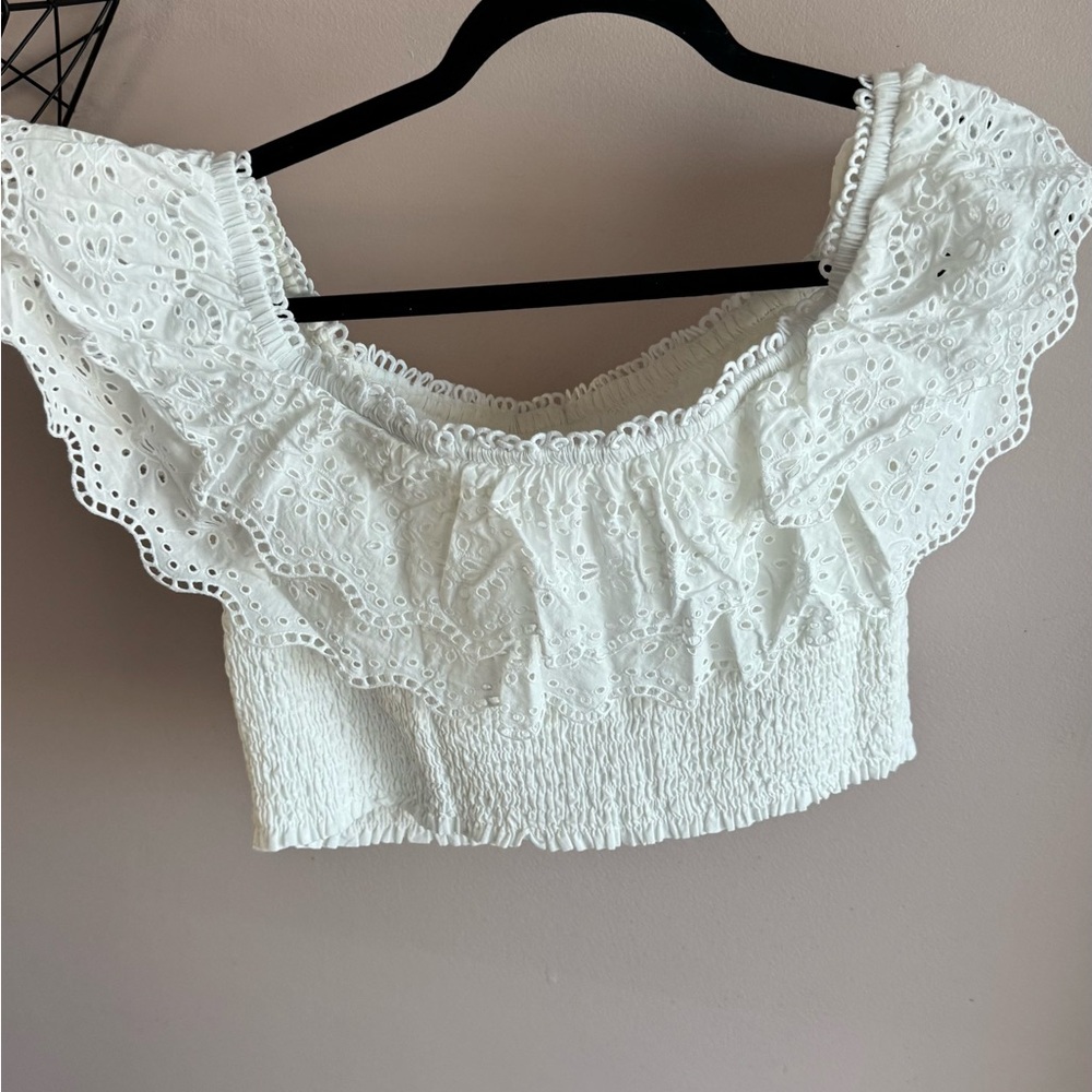 Lilly Pulitzer White Eyelet Crop Top and skirt set